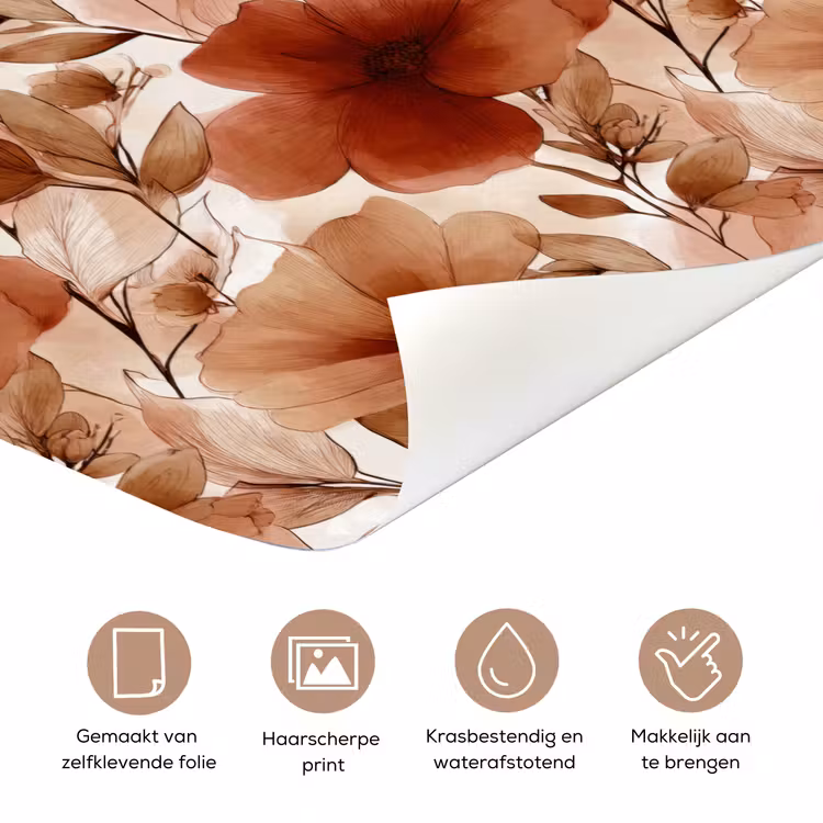 Bloemen - Aquarel - Botanisch - Terracotta deurposter klein 289 -closeup_NL