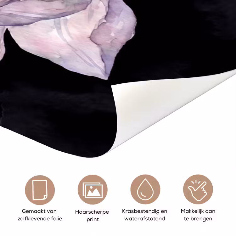Bloemen - Aquarel - Modern - Roze - Donker deurposter klein -closeup_NL