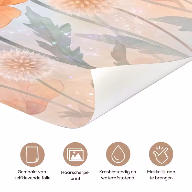 Bloemen - Aquarel - Natuur - Modern - Kleurrijk deurposter klein -closeup_NL