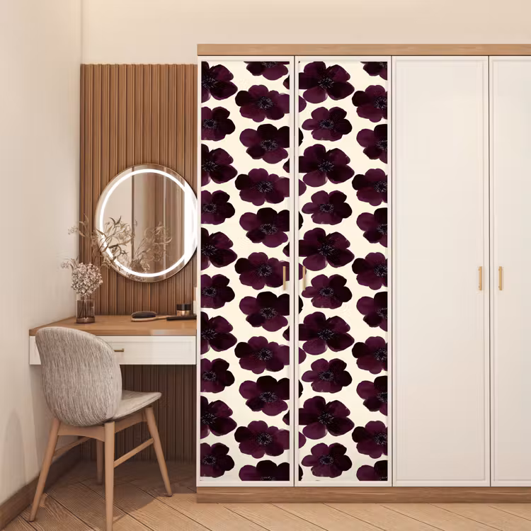 Bloemen - Aquarel - Paars deurposter klein 289 -sfeer3