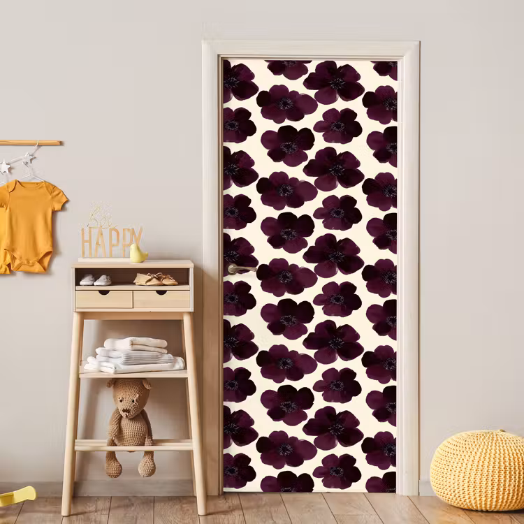 Bloemen - Aquarel - Paars deurposter klein 289 -sfeer4