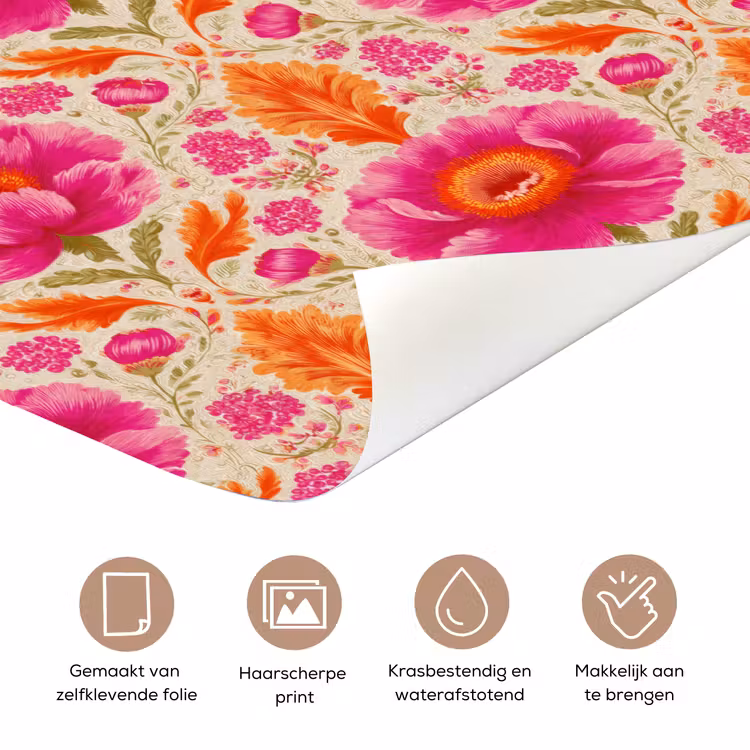 Bloemen - Barok - Roze - Oranje deurposter klein 289 -closeup_NL