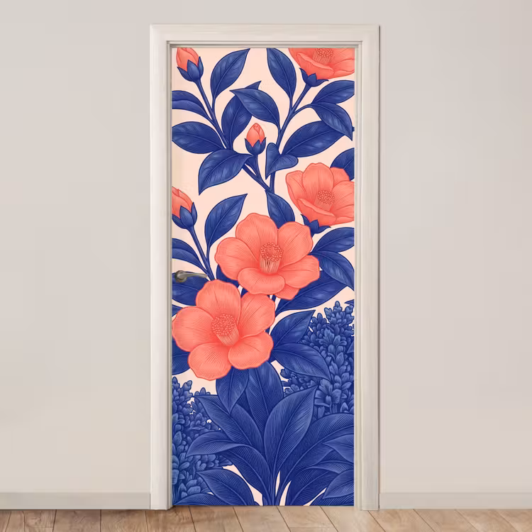 Deursticker - Bloemen - Bladeren - Botanisch - Bloemen - Bladeren - Botanisch deurposter klein