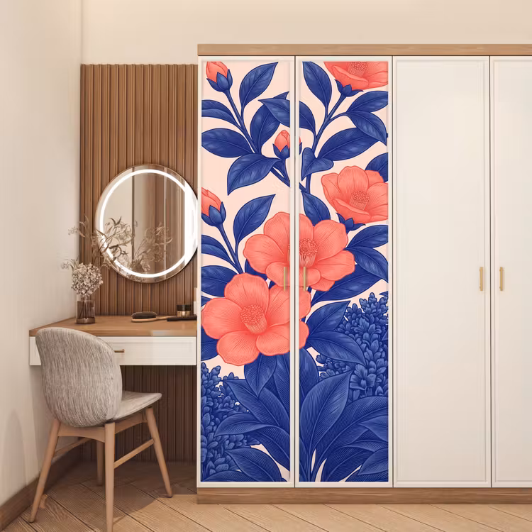 Deursticker - Bloemen - Bladeren - Botanisch - Bloemen - Bladeren - Botanisch deurposter klein