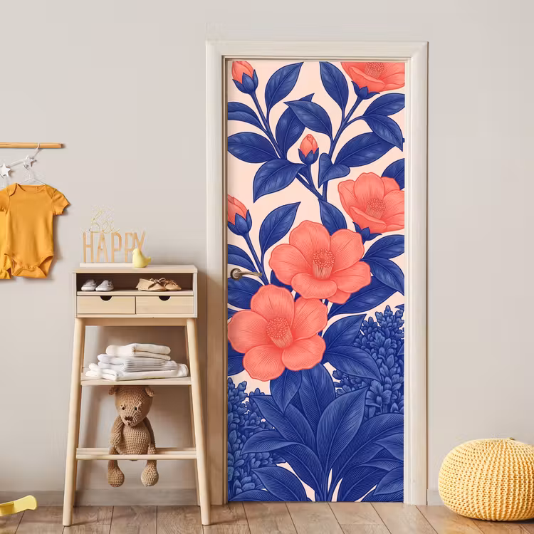 Deursticker - Bloemen - Bladeren - Botanisch - Bloemen - Bladeren - Botanisch deurposter klein