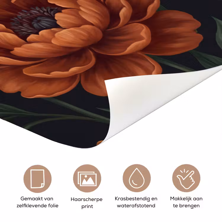 Bloemen - Bladeren - Natuur - Modern - Oranje deurposter klein -closeup_NL