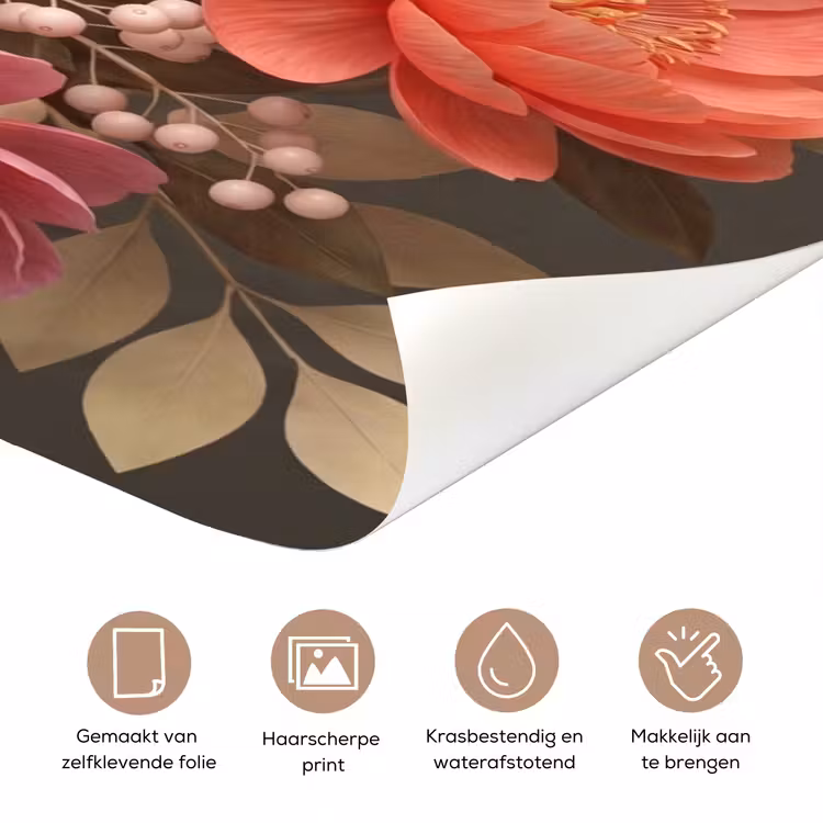 Bloemen - Bloesem - Zacht - Koraal - Decoratie deurposter klein -closeup_NL