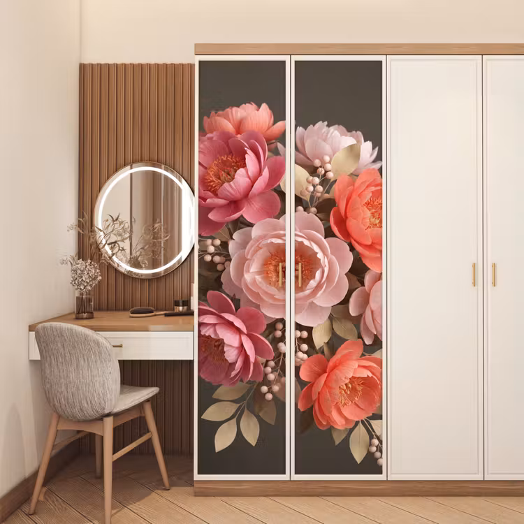Bloemen - Bloesem - Zacht - Koraal - Decoratie deurposter klein -sfeer3