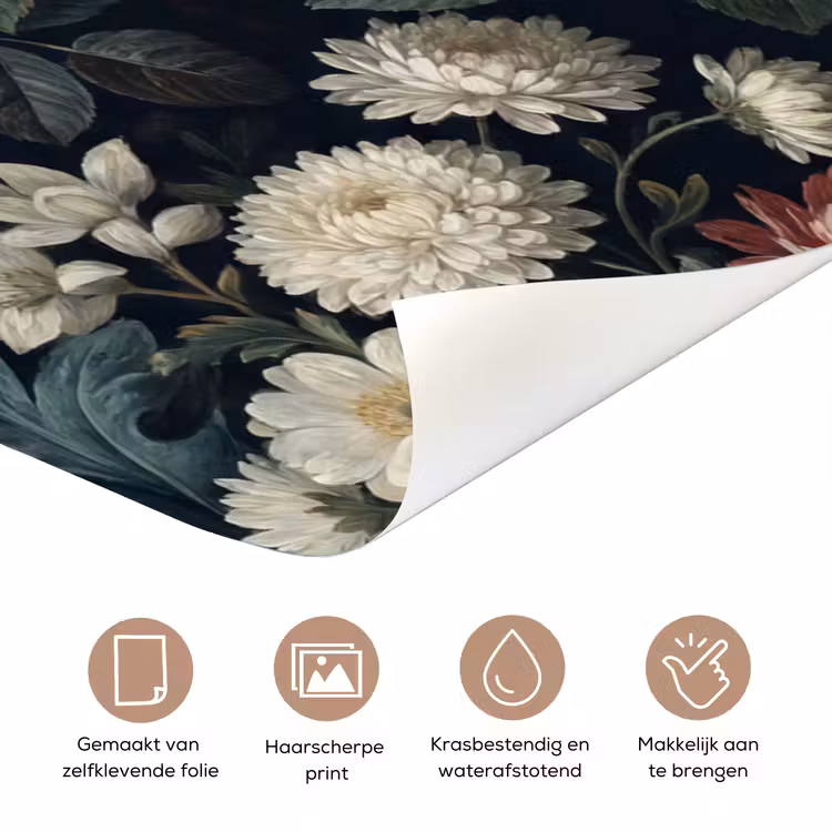Bloemen - Boeket - Botanisch - Vintage - Donkere achtergrond deurposter klein -closeup_NL