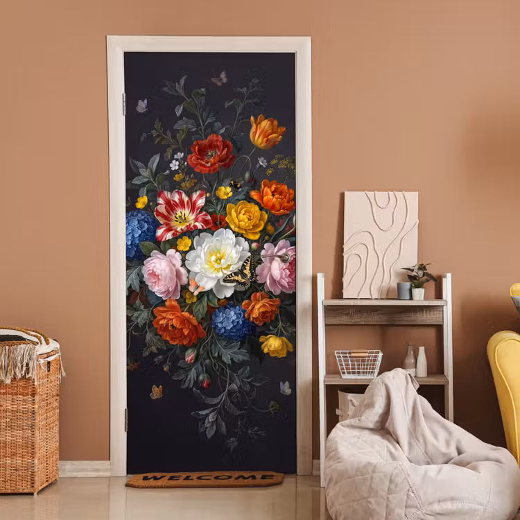 Bloemen - Boeket - Klassiek - Kleurrijk - Natuur deurposter klein -sfeer1