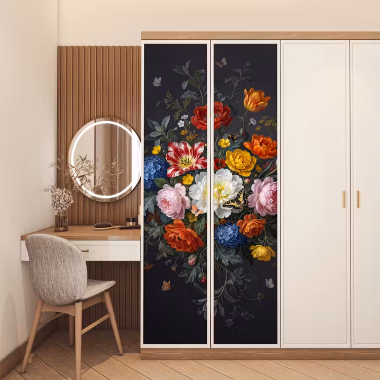 Bloemen - Boeket - Klassiek - Kleurrijk - Natuur deurposter klein -sfeer3