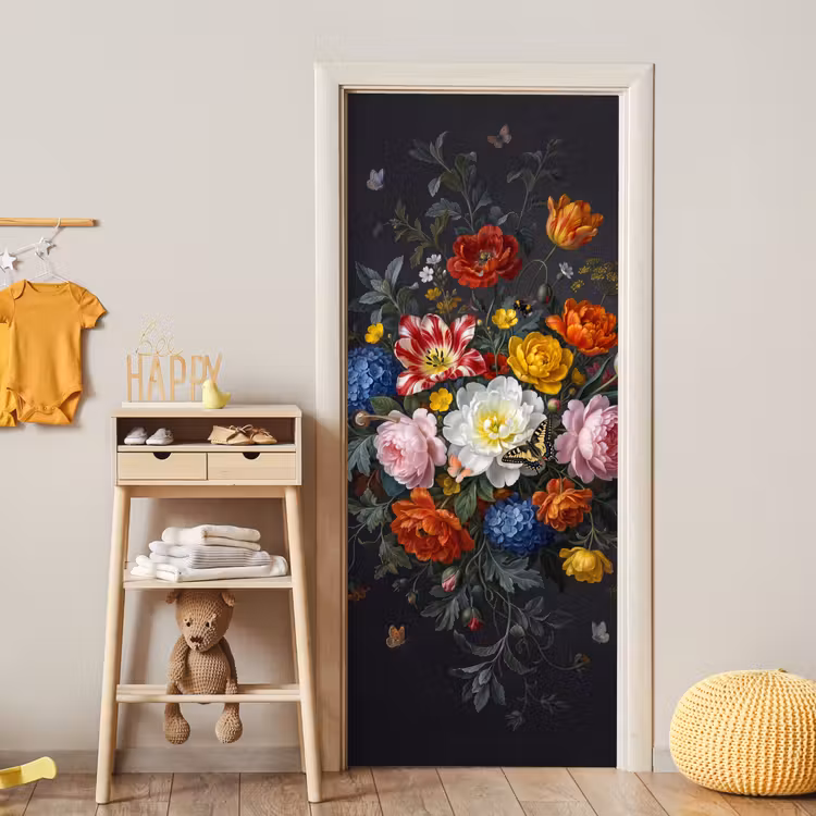 Bloemen - Boeket - Klassiek - Kleurrijk - Natuur deurposter klein -sfeer4
