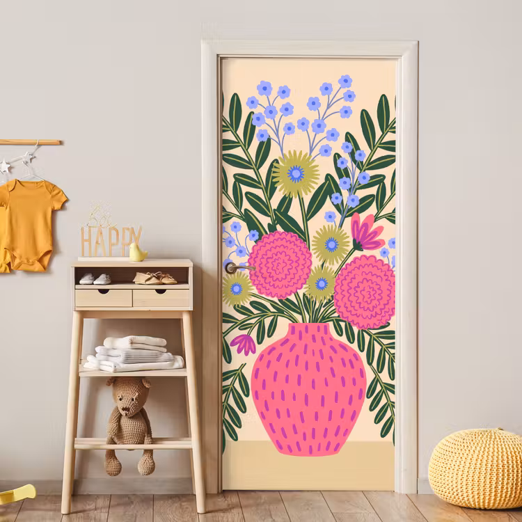 Bloemen - Boeket - Natuur - Abstract - Roze deurposter klein -sfeer4
