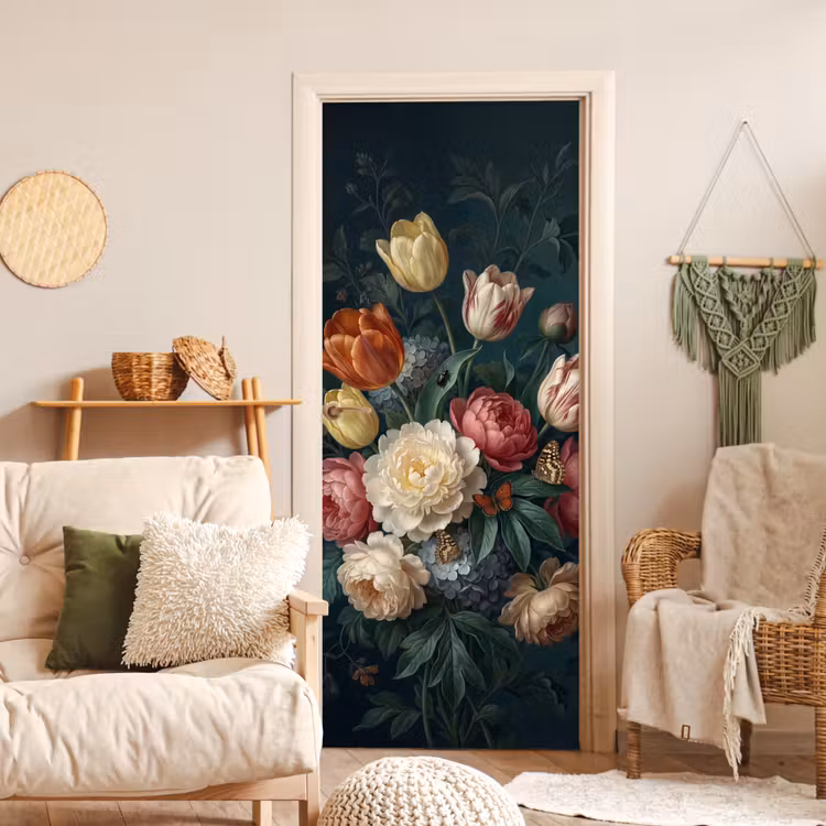 Bloemen - Boeket - Natuur - Klassiek - Donker deurposter klein -sfeer2