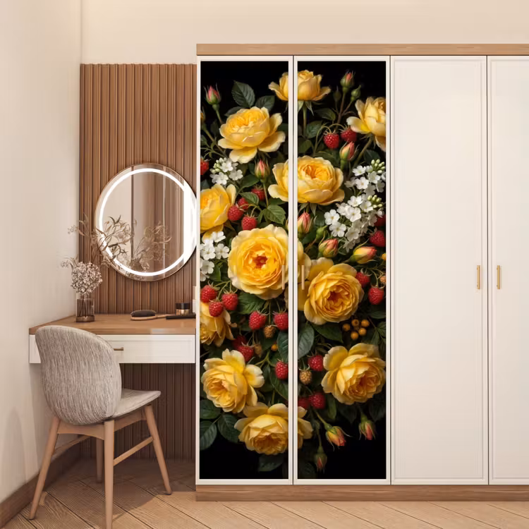 Bloemen - Boeket - Natuur - Klassiek - Geel deurposter klein -sfeer3