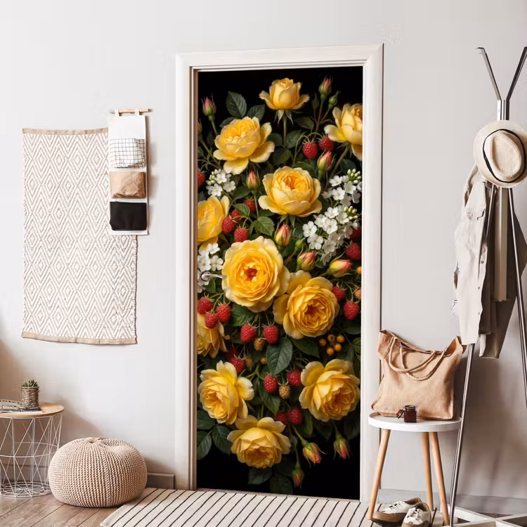 Bloemen - Boeket - Natuur - Klassiek - Geel deurposter klein -sfeer6