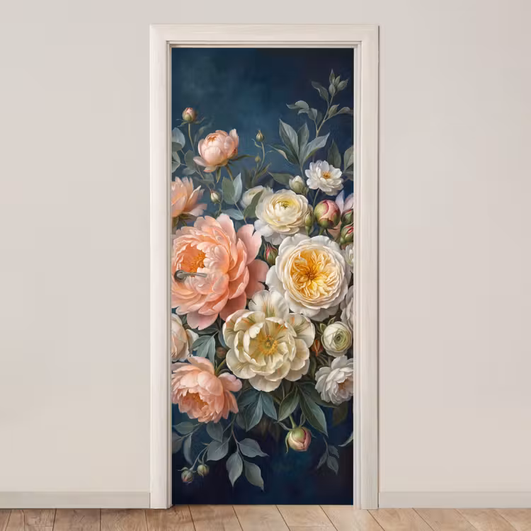 Bloemen - Boeket - Natuur - Klassiek - Kleurrijk deurposter klein -3d_beige