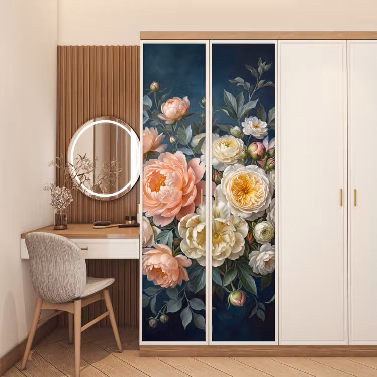 Bloemen - Boeket - Natuur - Klassiek - Kleurrijk deurposter klein -sfeer3