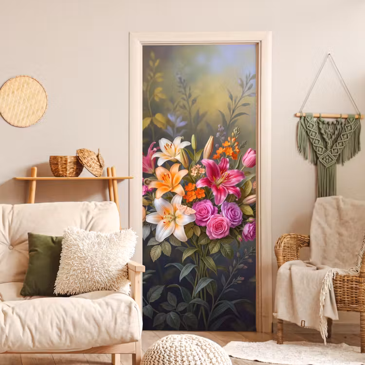 Bloemen - Boeket - Natuur - Kleurrijk - Modern deurposter klein -sfeer2