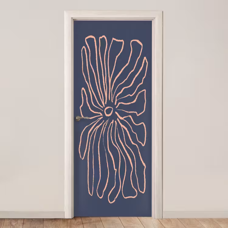 Bloemen - Bohemian - Roze - Pastel deurposter klein -3d_beige