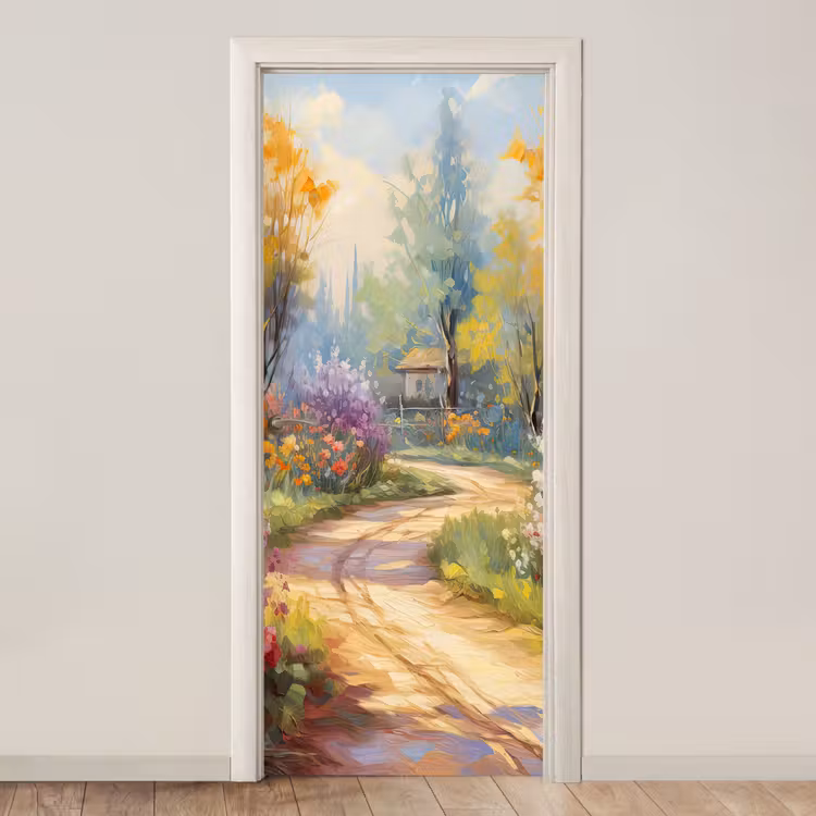 Bloemen - Bomen - Kunst - Watercolor deurposter klein -3d_beige