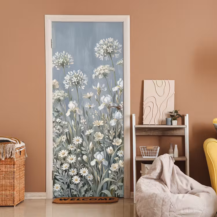 Bloemen - Botanisch - Blauw deurposter klein -sfeer1