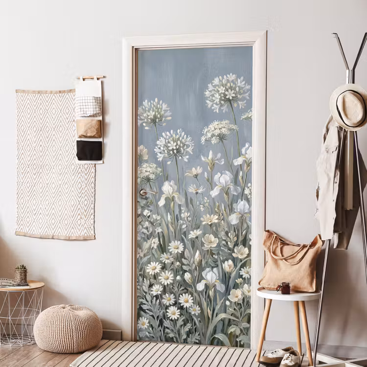 Bloemen - Botanisch - Blauw deurposter klein -sfeer6
