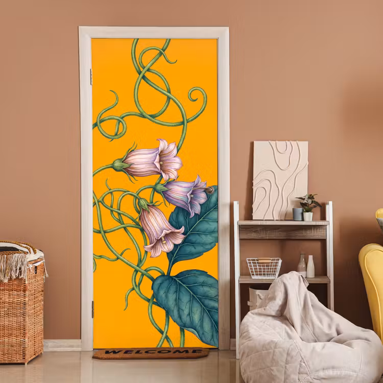 Deursticker - Bloemen - Botanisch - Geel - Bloemen - Botanisch - Geel deurposter klein