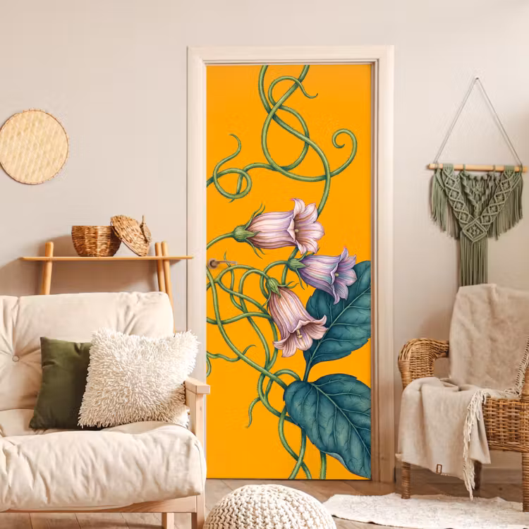 Deursticker - Bloemen - Botanisch - Geel - Bloemen - Botanisch - Geel deurposter klein