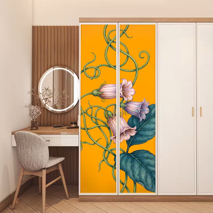 Deursticker - Bloemen - Botanisch - Geel - Bloemen - Botanisch - Geel deurposter klein