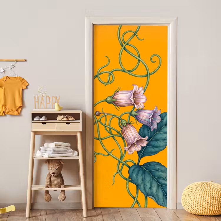 Deursticker - Bloemen - Botanisch - Geel - Bloemen - Botanisch - Geel deurposter klein