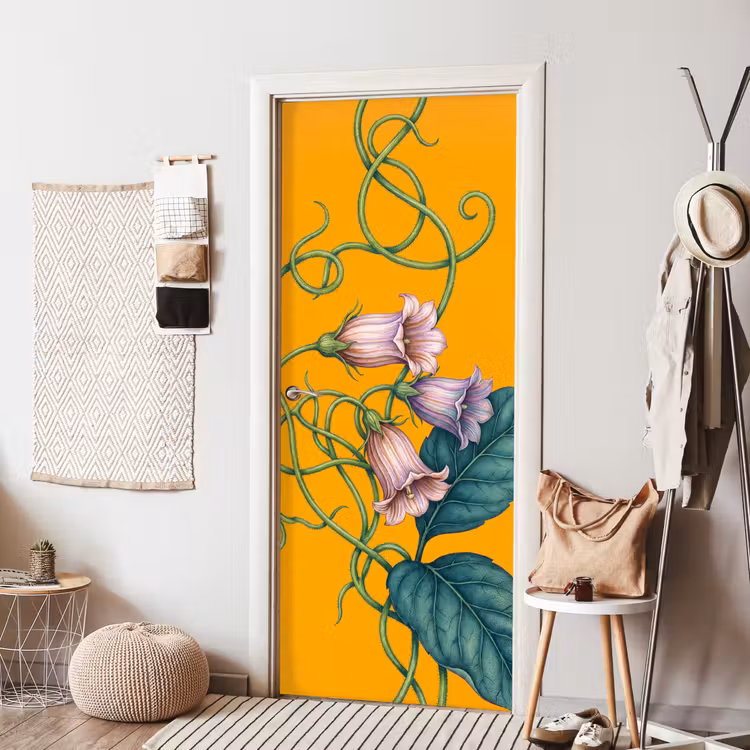 Deursticker - Bloemen - Botanisch - Geel - Bloemen - Botanisch - Geel deurposter klein
