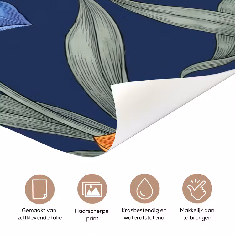 Deursticker - Bloemen - Botanisch - Patroon - Bloemen - Botanisch - Patroon deurposter klein