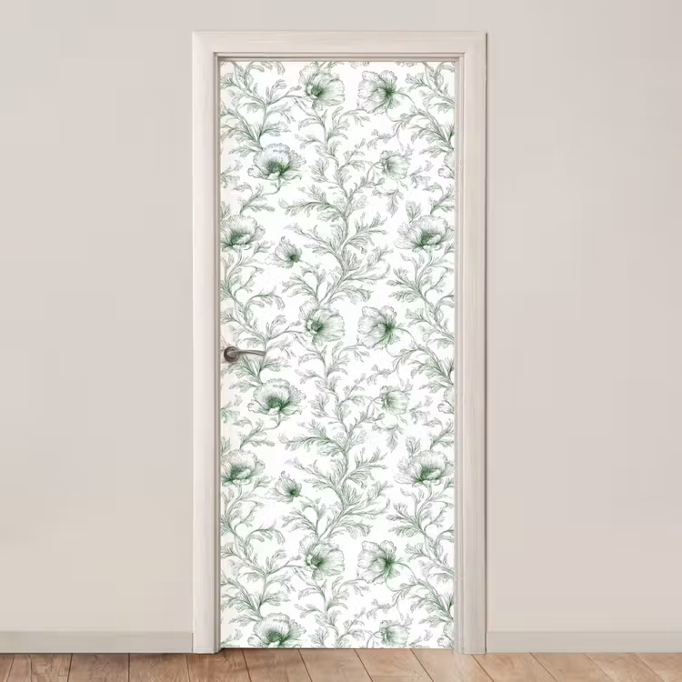 Bloemen - Getekend - Groen deurposter klein 289 -3d_beige