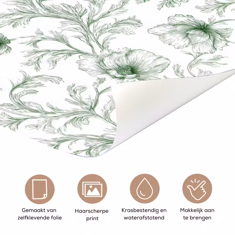 Bloemen - Getekend - Groen deurposter klein 289 -closeup_NL