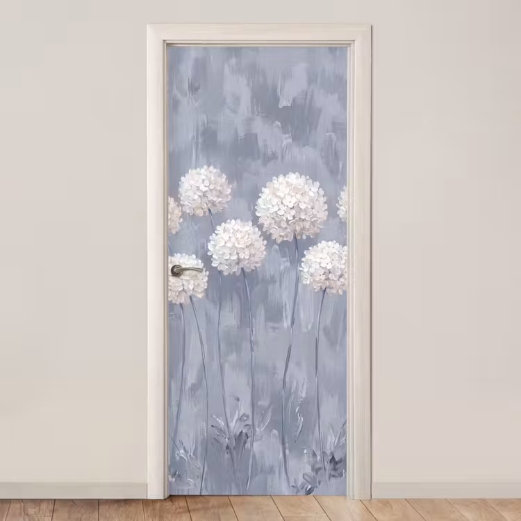 Bloemen - Illustratie - Blauw deurposter klein -3d_beige