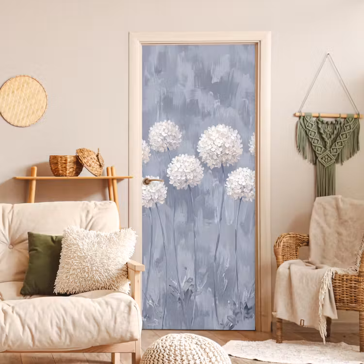 Bloemen - Illustratie - Blauw deurposter klein -sfeer2