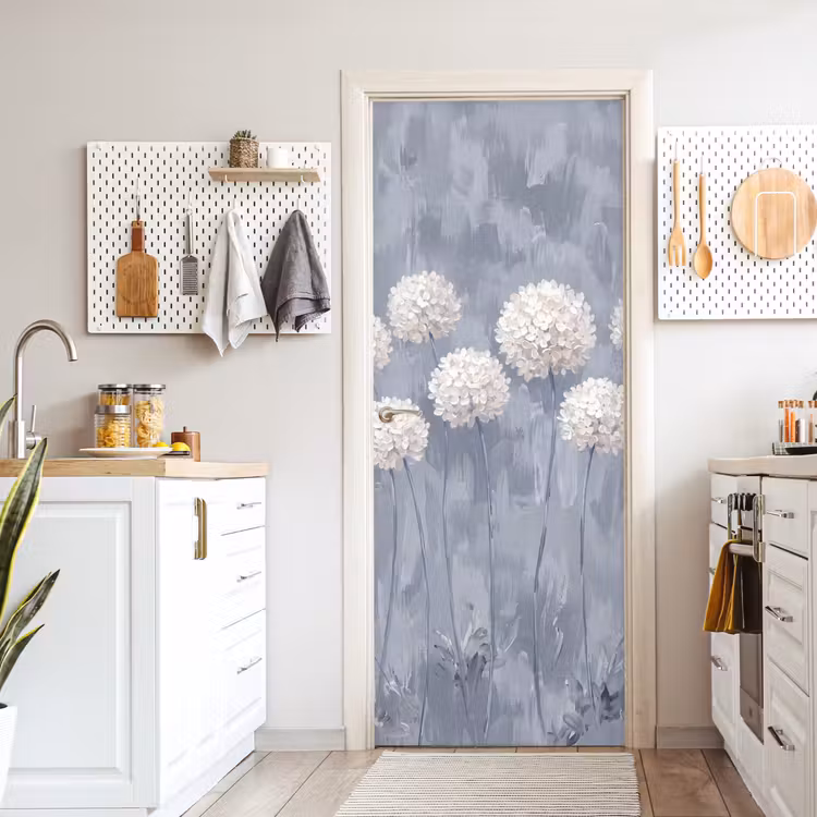 Bloemen - Illustratie - Blauw deurposter klein -sfeer5