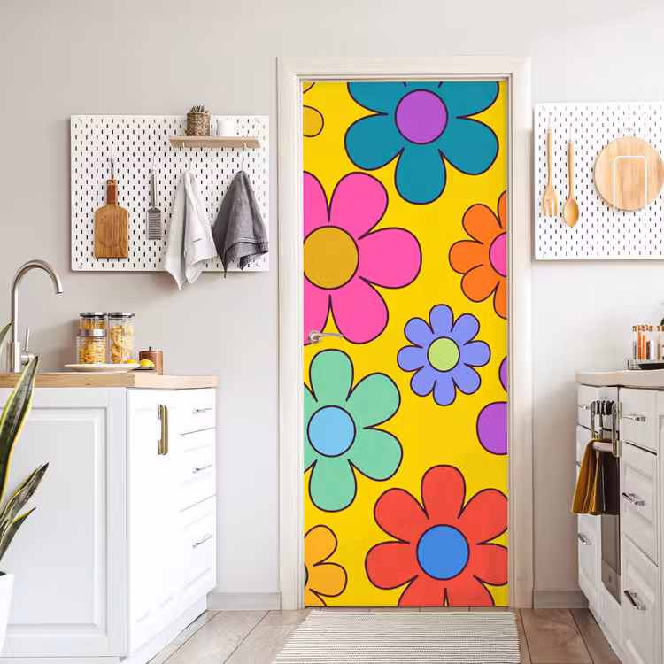 Bloemen - Illustratie - Kleurrijk deurposter klein -sfeer5