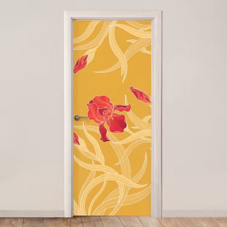 Deursticker - Bloemen - Illustratie - Rood - Bloemen - Illustratie - Rood deurposter klein