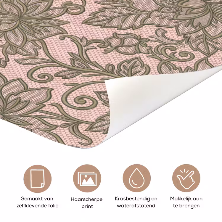 Bloemen - Kant - Patroon - Klassiek - Groen deurposter klein -closeup_NL