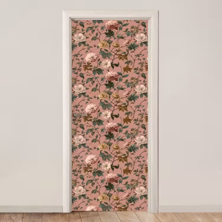 Bloemen - Klassiek - Roze deurposter klein 289 -3d_beige