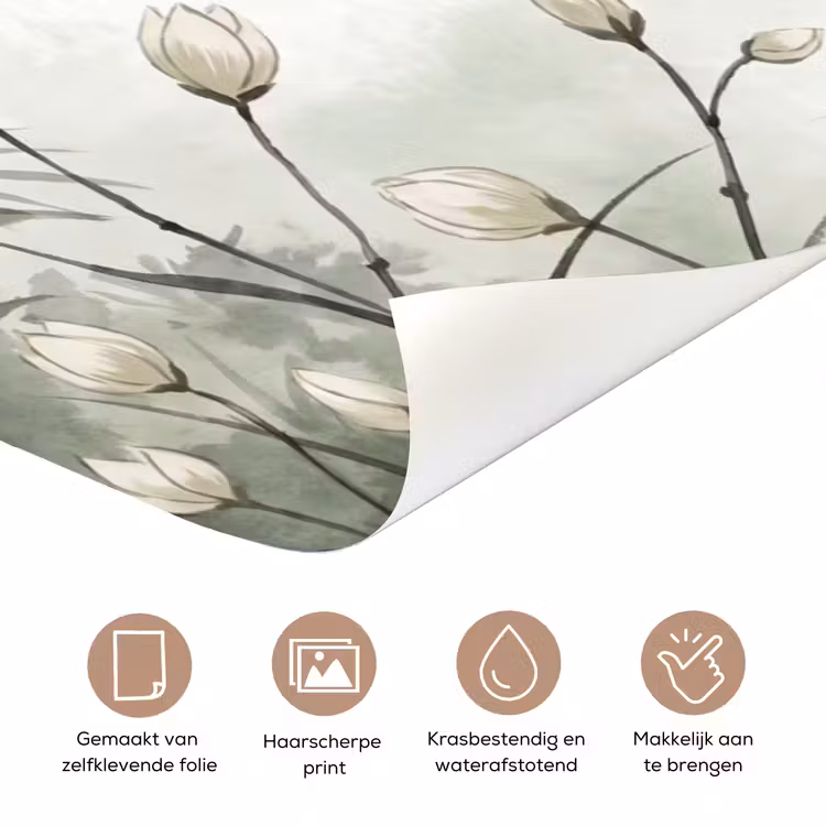 Bloemen - Knop - Tuin - Illustratie - Wit deurposter klein -closeup_NL