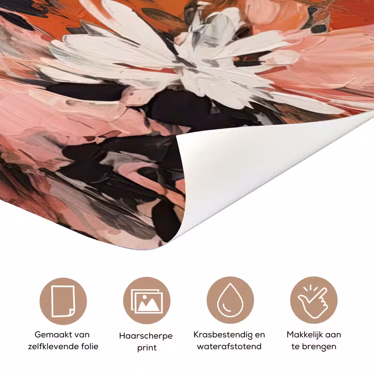 Bloemen - Kunst - Abstract - Verf deurposter klein -closeup_NL