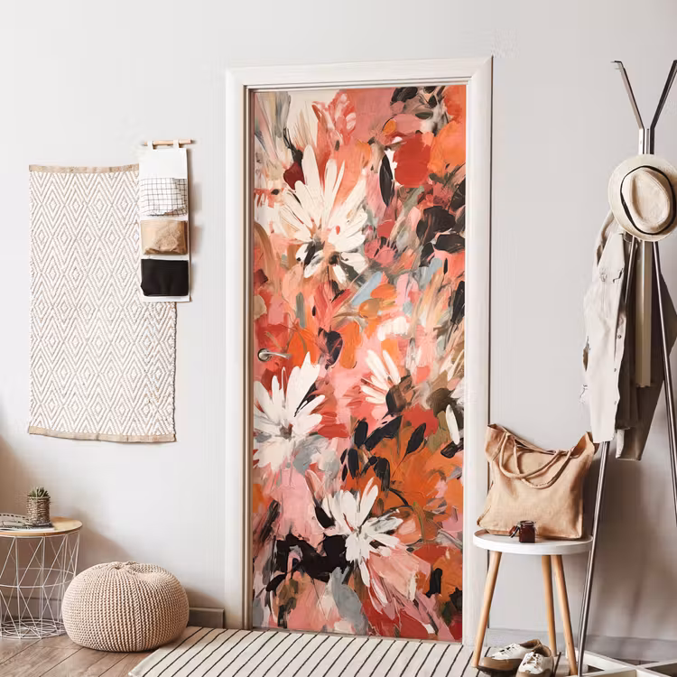 Bloemen - Kunst - Abstract - Verf deurposter klein -sfeer6