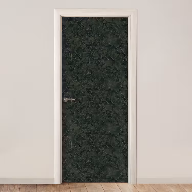 Bloemen - Lijnen - Groen deurposter klein 289 -3d_beige