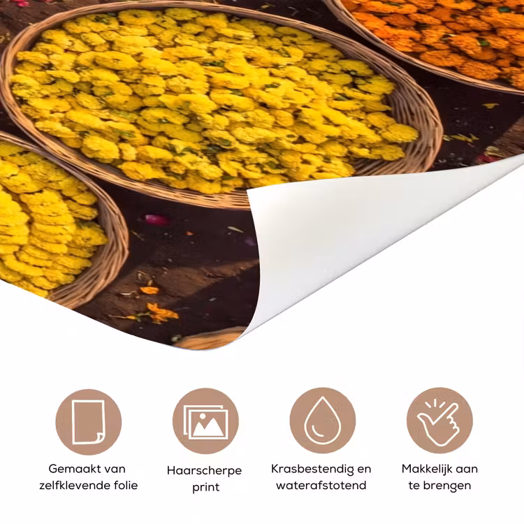 Deursticker - Bloemen - Markt - Kleurrijk - Bloemen - Markt - Kleurrijk deurposter klein