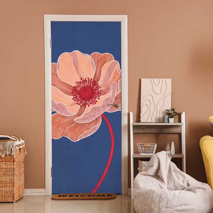 Deursticker - Bloemen - Modern - Abstract - Bloemen - Modern - Abstract deurposter klein