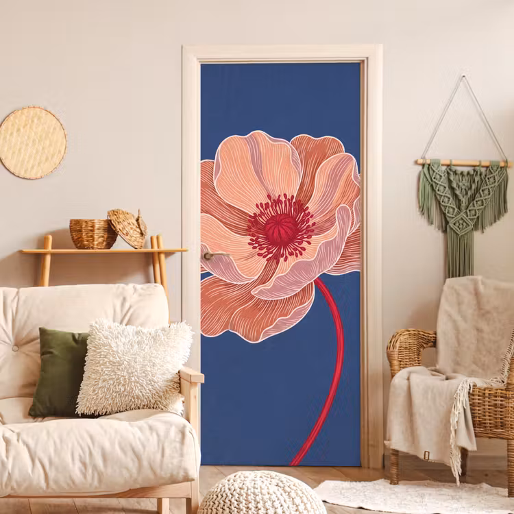 Deursticker - Bloemen - Modern - Abstract - Bloemen - Modern - Abstract deurposter klein