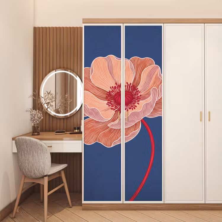Deursticker - Bloemen - Modern - Abstract - Bloemen - Modern - Abstract deurposter klein